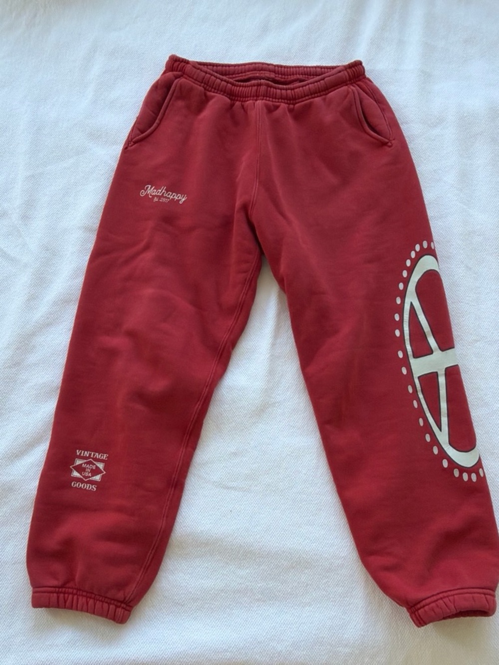 Madhappy Crimson Red Kids Joggers with Graphic Leg Print
